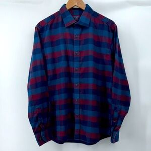UNTUCKit Alezio Plaid Shirt Regular Fit Wrinkle Free Cotton Twill Men's‎ Large